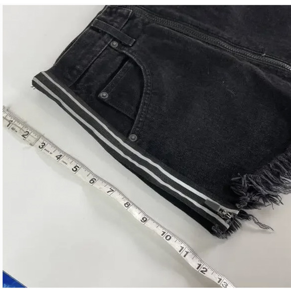 Carmar Skirt Womens 26 Black Denim High Rise Frayed Hem Side Stripe Zip Mini - Picture 7 of 7